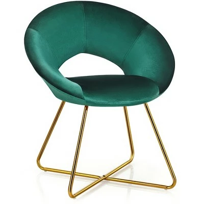 Costway Modern Velvet Accent Chair Upholstered Vanity Chair w/Golden Metal Leg PinkDark GreenGrey 11 Costway Modern Velvet Accent Chair Upholstered Vanity Chair w/Golden Metal Leg PinkDark GreenGrey - Image 10