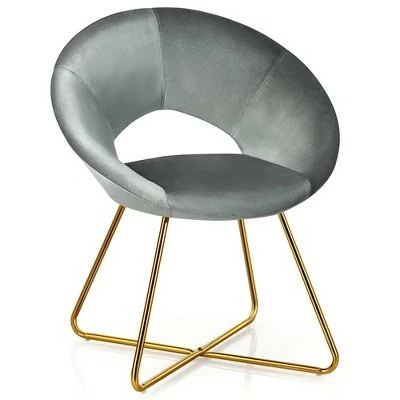 Costway Modern Velvet Accent Chair Upholstered Vanity Chair w/Golden Metal Leg PinkDark GreenGrey 12 Costway Modern Velvet Accent Chair Upholstered Vanity Chair w/Golden Metal Leg PinkDark GreenGrey - Image 11
