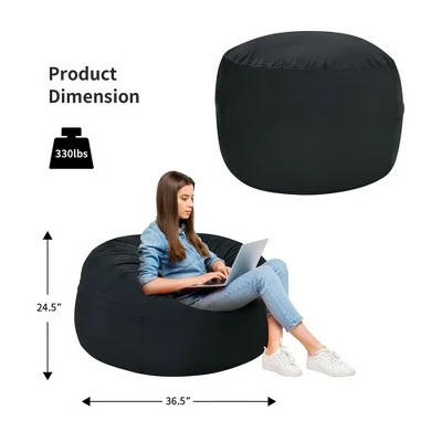 Costway 3' Bean Bag Chair w/ Microfiber Cover & Independent Sponge Filling 3 Costway 3' Bean Bag Chair w/ Microfiber Cover & Independent Sponge Filling