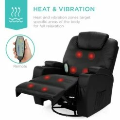 Best Choice Products Executive Swivel Glider Massage Recliner Chair w/ Remote Control, 5 Modes, 2 Cup Holders