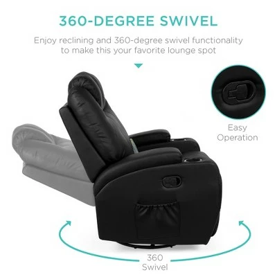 Best Choice Products Executive Swivel Glider Massage Recliner Chair w/ Remote Control, 5 Modes, 2 Cup Holders 4 Best Choice Products Executive Swivel Glider Massage Recliner Chair w/ Remote Control, 5 Modes, 2 Cup Holders - Image 2