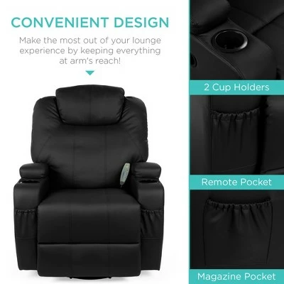 Best Choice Products Executive Swivel Glider Massage Recliner Chair w/ Remote Control, 5 Modes, 2 Cup Holders 5 Best Choice Products Executive Swivel Glider Massage Recliner Chair w/ Remote Control, 5 Modes, 2 Cup Holders - Image 3