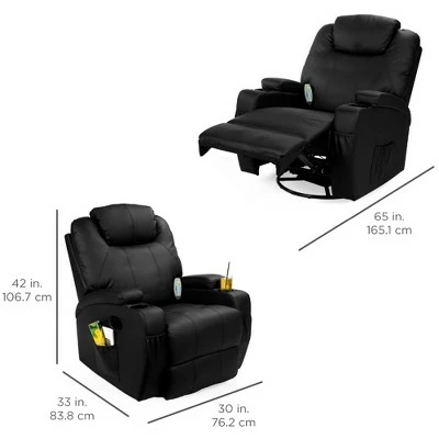 Best Choice Products Executive Swivel Glider Massage Recliner Chair w/ Remote Control, 5 Modes, 2 Cup Holders 8 Best Choice Products Executive Swivel Glider Massage Recliner Chair w/ Remote Control, 5 Modes, 2 Cup Holders - Image 6