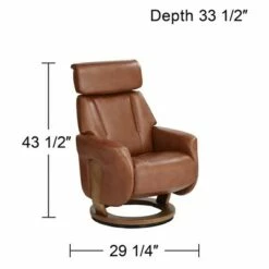 BenchMaster Brown Swivel Faux Leather Recliner Chair Modern Armchair Comfortable Manual Reclining Footrest Headrest for Bedroom -Living Room Chairs store unnamed file 12200