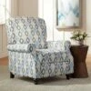Elm Lane Blue Diamond Recliner Chair Modern Armchair Comfortable Push Manual Reclining Footrest for Bedroom Living Room Reading