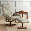 BenchMaster Taupe Swivel Ottoman Leather Recliner Chair Modern Armchair Ergonomic Manual Reclining Adjustable Bedroom Living Room