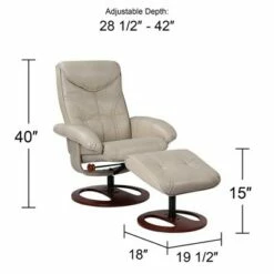 BenchMaster Taupe Swivel Ottoman Leather Recliner Chair Modern Armchair Ergonomic Manual Reclining Adjustable Bedroom Living Room -Living Room Chairs store unnamed file 12223