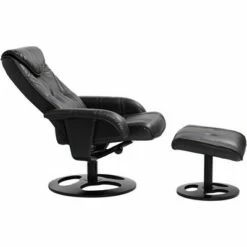 Elm Lane Black Swivel Ottoman Leather Recliner Chair Modern Armchair Ergonomic Push Manual Reclining Bedroom Living Room Reading -Living Room Chairs store unnamed file 12258