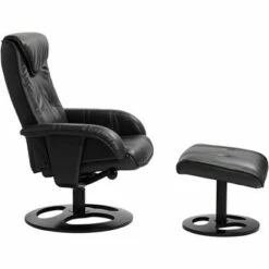 Elm Lane Black Swivel Ottoman Leather Recliner Chair Modern Armchair Ergonomic Push Manual Reclining Bedroom Living Room Reading -Living Room Chairs store unnamed file 12259