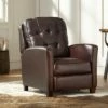 Elm Lane Chocolate Leather Recliner Chair Modern Armchair Comfortable Push Manual Reclining Footrest Tufted Back for Bedroom