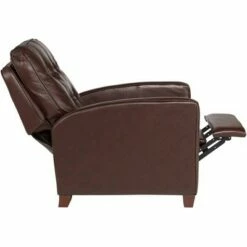 Elm Lane Chocolate Leather Recliner Chair Modern Armchair Comfortable Push Manual Reclining Footrest Tufted Back for Bedroom -Living Room Chairs store unnamed file 12272