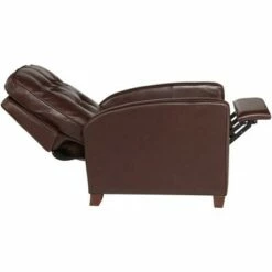 Elm Lane Chocolate Leather Recliner Chair Modern Armchair Comfortable Push Manual Reclining Footrest Tufted Back for Bedroom -Living Room Chairs store unnamed file 12273