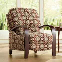 Elm Lane Multi-Color Unity Paprika Recliner Chair Modern Armchair Comfortable Push Manual Reclining Footrest Bedroom Living Room