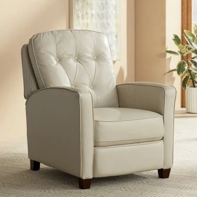 Elm Lane White Pearl Leather Recliner Chair Modern Armchair Comfortable Push Manual Reclining Footrest Tufted Back for Bedroom 3 Elm Lane White Pearl Leather Recliner Chair Modern Armchair Comfortable Push Manual Reclining Footrest Tufted Back for Bedroom