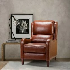 Jade Genuine Leather Cigar Chair Recliner | Karat Home