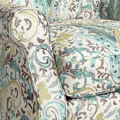 Elm Lane Skye Blue Paisley Patterned Recliner Chair Armchair Comfortable Push Manual Reclining Footrest Bedroom Living Room 4 Elm Lane Skye Blue Paisley Patterned Recliner Chair Armchair Comfortable Push Manual Reclining Footrest Bedroom Living Room - Image 2