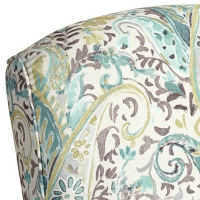 Elm Lane Skye Blue Paisley Patterned Recliner Chair Armchair Comfortable Push Manual Reclining Footrest Bedroom Living Room 5 Elm Lane Skye Blue Paisley Patterned Recliner Chair Armchair Comfortable Push Manual Reclining Footrest Bedroom Living Room - Image 3