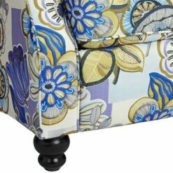 Elm Lane Multi-Color Indigo Floral Recliner Chair Modern Armchair Comfortable Push Manual Reclining Footrest Bedroom Living Room -Living Room Chairs store unnamed file 12337