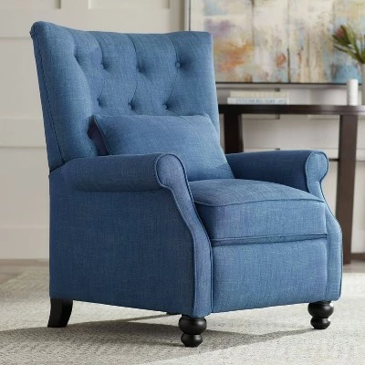 Studio 55D Denim Blue Recliner Chair Armchair Comfortable Push Manual Reclining Footrest Tufted Back Bedroom Living Room 3 Studio 55D Denim Blue Recliner Chair Armchair Comfortable Push Manual Reclining Footrest Tufted Back Bedroom Living Room