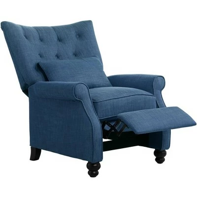 Studio 55D Denim Blue Recliner Chair Armchair Comfortable Push Manual Reclining Footrest Tufted Back Bedroom Living Room 9 Studio 55D Denim Blue Recliner Chair Armchair Comfortable Push Manual Reclining Footrest Tufted Back Bedroom Living Room - Image 7