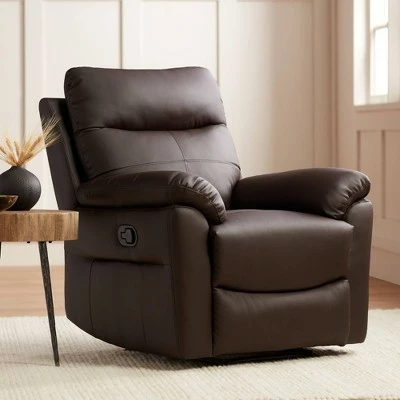 Elm Lane Dark Brown Faux Leather Recliner Chair Modern Armchair Comfortable Manual Reclining Footrest Bedroom Living Room Reading 3 Elm Lane Dark Brown Faux Leather Recliner Chair Modern Armchair Comfortable Manual Reclining Footrest Bedroom Living Room Reading