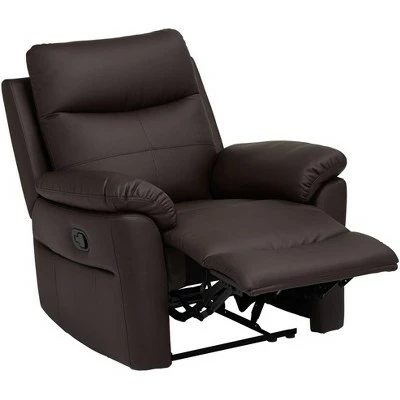 Elm Lane Dark Brown Faux Leather Recliner Chair Modern Armchair Comfortable Manual Reclining Footrest Bedroom Living Room Reading 6 Elm Lane Dark Brown Faux Leather Recliner Chair Modern Armchair Comfortable Manual Reclining Footrest Bedroom Living Room Reading - Image 4