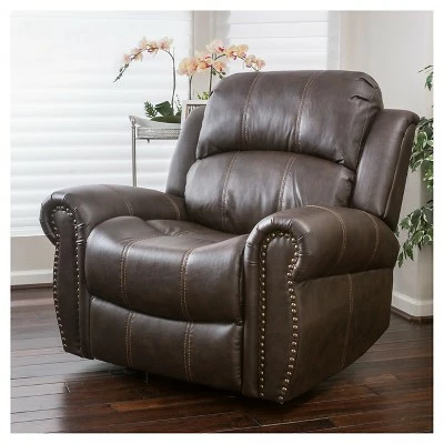 Charlie Faux Leather Leather Glider Recliner Club Chair Dark Brown - Christopher Knight Home 3 Charlie Faux Leather Leather Glider Recliner Club Chair Dark Brown - Christopher Knight Home