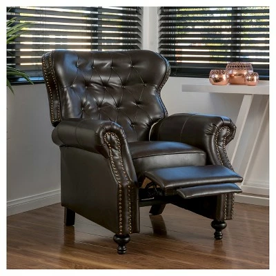 Walder Bonded Leather Press-Back Recliner Club Chair Brown - Christopher Knight Home 4 Walder Bonded Leather Press-Back Recliner Club Chair Brown - Christopher Knight Home - Image 2