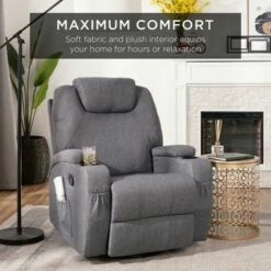 Best Choice Products Executive Swivel Massage Recliner Chair w/ Remote Control, 5 Modes, 2 Cup Holders - Gray -Living Room Chairs store unnamed file 12456