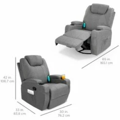 Best Choice Products Executive Swivel Massage Recliner Chair w/ Remote Control, 5 Modes, 2 Cup Holders - Gray -Living Room Chairs store unnamed file 12457