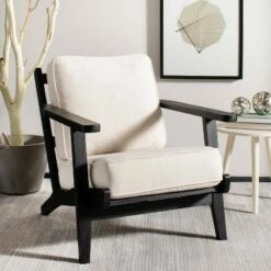 Nico Mid Century Accent Chair Bone White/Black - Safavieh