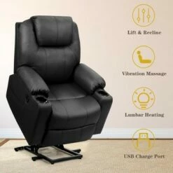 Costway Electric Recliner Chair Massage Sofa Leather w/ USB Charge Port BrownBlack -Living Room Chairs store unnamed file 12464