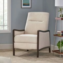 Veatch Contemporary Upholstered Pushback Recliner - Christopher Knight Home Brown/dark Walnut