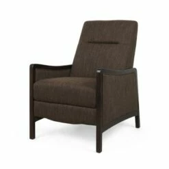 Veatch Contemporary Upholstered Pushback Recliner - Christopher Knight Home Brown/dark Walnut -Living Room Chairs store unnamed file 12491