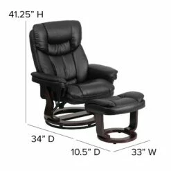 Flash Furniture Contemporary Multi-Position Recliner and Curved Ottoman with Swivel Mahogany Wood Base -Living Room Chairs store unnamed file 12523