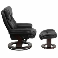 Flash Furniture Contemporary Multi-Position Recliner and Curved Ottoman with Swivel Mahogany Wood Base -Living Room Chairs store unnamed file 12529