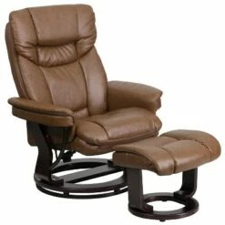 Flash Furniture Contemporary Multi-Position Recliner and Curved Ottoman with Swivel Mahogany Wood Base -Living Room Chairs store unnamed file 12534