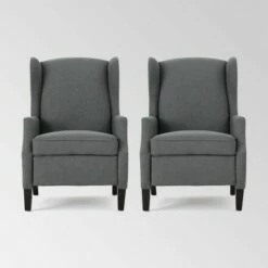 Set of 2 Wescott Contemporary Fabric Recliners - Christopher Knight Home Navy Blue -Living Room Chairs store unnamed file 12547