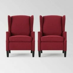 Set of 2 Wescott Contemporary Fabric Recliners - Christopher Knight Home Navy Blue -Living Room Chairs store unnamed file 12548