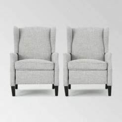 Set of 2 Wescott Contemporary Fabric Recliners - Christopher Knight Home Navy Blue -Living Room Chairs store unnamed file 12549