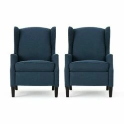 Set of 2 Wescott Contemporary Fabric Recliners - Christopher Knight Home Navy Blue -Living Room Chairs store unnamed file 12552