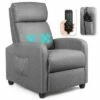 Costway Recliner Massage Chair, Ergonomic Adjustable Single Sofa with Padded Seat BlackBrownGray