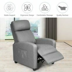 Costway Recliner Massage Chair, Ergonomic Adjustable Single Sofa with Padded Seat BlackBrownGray -Living Room Chairs store unnamed file 12582