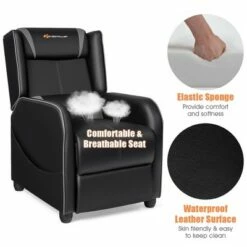 Costway Massage Gaming Recliner Chair Single Living Room Sofa Home Theater Seat PurpleGray -Living Room Chairs store unnamed file 12599