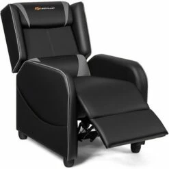 Costway Massage Gaming Recliner Chair Single Living Room Sofa Home Theater Seat PurpleGray -Living Room Chairs store unnamed file 12602