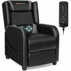 Costway Massage Gaming Recliner Chair Single Living Room Sofa Home Theater Seat PurpleGray -Living Room Chairs store unnamed file 12603