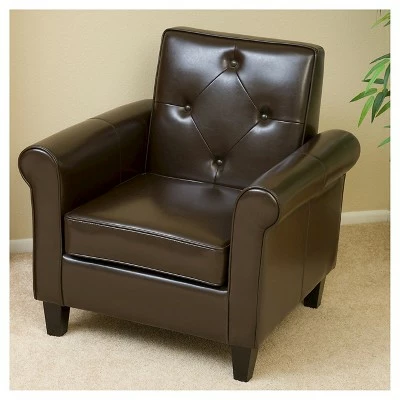 Isaac Tufted Brown Leather Club Chair -Chocolate Brown - Christopher Knight Home 5 Isaac Tufted Brown Leather Club Chair -Chocolate Brown - Christopher Knight Home - Image 3