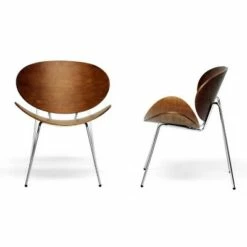 Set of 2 Reaves Effect Mid Century Modern Accent Chairs Brown/Metal Finish - Baxton Studio -Living Room Chairs store unnamed file 1265