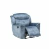 Fabric Upholstered Recliner Chair with USB Charging Docks - Benzara Blue