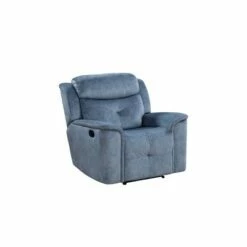 Fabric Upholstered Recliner Chair with USB Charging Docks - Benzara Blue -Living Room Chairs store unnamed file 12756